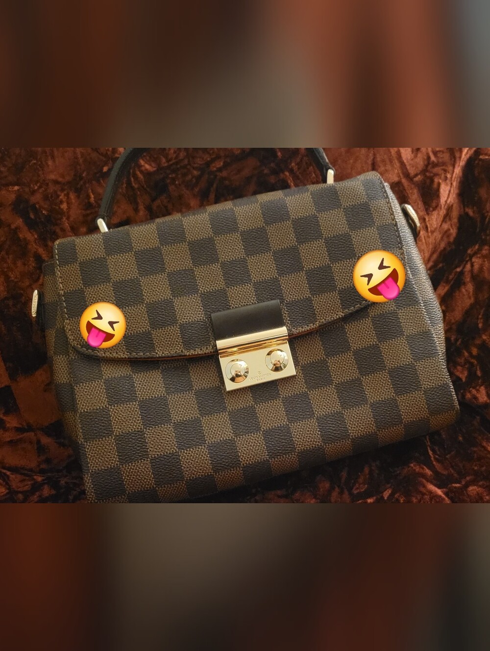Top-Handle Checkerboard Satchel in Dark Brown
